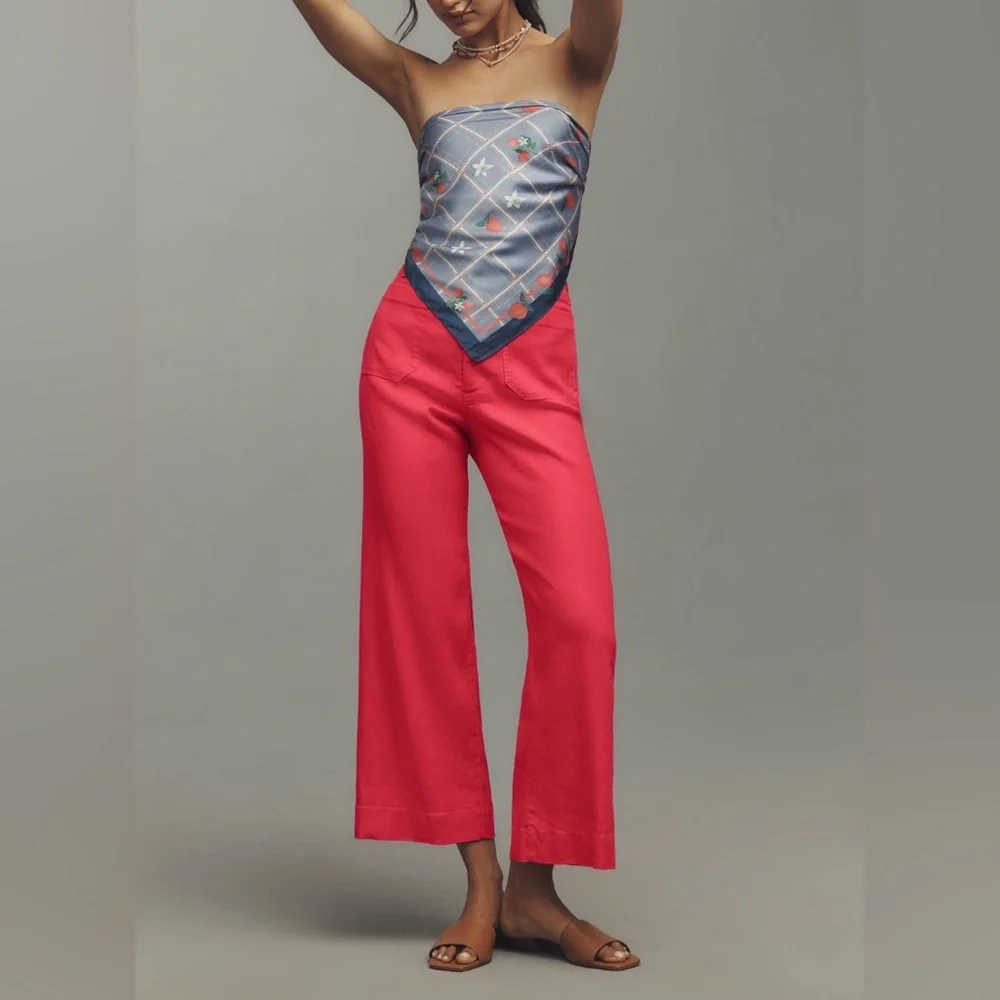 Anthropologie Maeve The Colette Wide-Leg Cropped Linen Pants - Picture 2 of 14